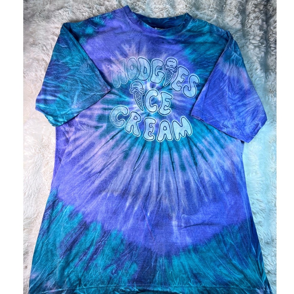 Cotton Wise Hodgies Ice Cream Tie Dye T-Shirt XL Purple Teal Graphic Tee A12